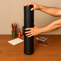Relaxdays kihúzható posztertartó cső, 80-135 cm, Ø 18,5 cm, A0 méretig, rajzok és poszterek szállításához, fekete 4