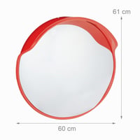 Oglindă rutieră convexă Relaxdays 60 cm, incasabilă, rezistentă la intemperii, oglindă de siguranță pentru interior și exterior cu suport, roșie 4