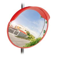 Oglindă rutieră convexă Relaxdays 60 cm, incasabilă, rezistentă la intemperii, oglindă de siguranță pentru interior și exterior cu suport, roșie 1
