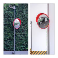 Oglindă rutieră convexă Relaxdays 60 cm, incasabilă, rezistentă la intemperii, oglindă de siguranță pentru interior și exterior cu suport, roșie 6