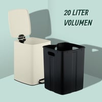 Kuchynský pedálový kôš Relaxdays 20 litrov s vyberateľným vnútorným vedrom a vreckom, železný, béžový 5