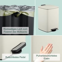 Kuchynský pedálový kôš Relaxdays 20 litrov s vyberateľným vnútorným vedrom a vreckom, železný, béžový 3