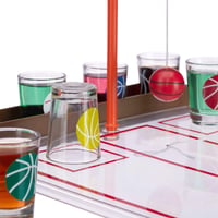 Relaxdays Alkoholová spoločenská hra s basketbalovým košom, 6 pohárikov na shoty, kôš a loptička, na párty, 22,5 x 24 x 44 cm, priehľadná 9