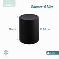 Relaxdays kozmetička kanta za smeće, 6 litara, s poklopcem na ljuljanje, unutarnjom posudom, mat plastika, okrugla kanta za kupaonicu 4