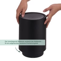 Relaxdays kozmetička kanta za smeće, 6 litara, s poklopcem na ljuljanje, unutarnjom posudom, mat plastika, okrugla kanta za kupaonicu 6