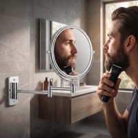 Relaxdays kozmetičko ogledalo za zid, 10x povećanje, srebrno 3