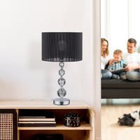 Stolná lampa Relaxdays s krištáľovým dizajnom a tienidlom, objímka E27, čierna, 54x29,5 cm, nočná lampa 3