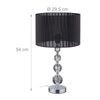 Stolná lampa Relaxdays s krištáľovým dizajnom a tienidlom, objímka E27, čierna, 54x29,5 cm, nočná lampa 4