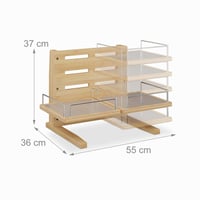 Stație de hrănire pentru câini Relaxdays, suport reglabil pe înălțime, 37x55x36 cm, suport pentru boluri cu covoraș din silicon, bambus, natur 4