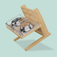 Stație de hrănire pentru câini Relaxdays, suport reglabil pe înălțime, 37x55x36 cm, suport pentru boluri cu covoraș din silicon, bambus, natur 6