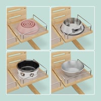 Stație de hrănire pentru câini Relaxdays, suport reglabil pe înălțime, 37x55x36 cm, suport pentru boluri cu covoraș din silicon, bambus, natur 3