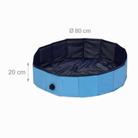 Relaxdays bazen za pse, 20 x 80 cm, sklopivi, s ispusnim ventilom, PVC i MDF, plavi 4