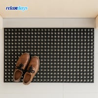 Rohožka Relaxdays, 100 x 50 cm, odolná voči poveternostným vplyvom, protišmyková, gumená rohož s výbežkami do interiéru aj exteriéru, čierna 2