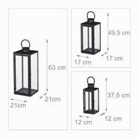 Set 3 Felinare Relaxdays, Felinare Decorative pentru Interior și Exterior, Negru 4