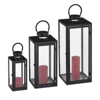 Set 3 Felinare Relaxdays, Felinare Decorative pentru Interior și Exterior, Negru 1