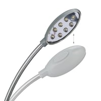 Relaxdays Laptop Párna LED Lámpával, Pohártartóval, Hordozható Öltámlás Laptoptálca, Puha Ölpárna, Szürke 5