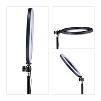 LED prstencové svetlo Relaxdays so stojanom, 10-palcové, stmievateľné, na líčenie, fotografovanie a videá, biele/čierne 7