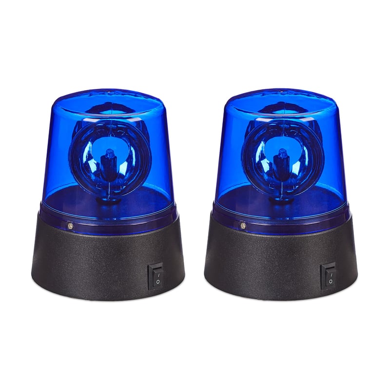 Relaxdays Set 2 Lămpi LED Rotative Albastre, Reflector Rotativ, Lumină de Petrecere, Aniversare, Funcționare cu Baterii, Albastru