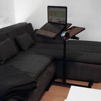 Relaxdays Výškovo nastaviteľný stolík na notebook, drevený, s kolieskami, otočný, 95 x 60 x 40,5 cm, čierny 2