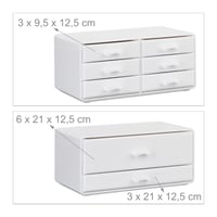 Relaxdays organizér na mejkap so zásuvkami, stohovateľný úložný box na kozmetiku a šperky, akryl, biely, 14 x 24 x 30 cm 6