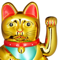 Relaxdays Maneki Neko mávajúca mačka pre šťastie, 16 cm, zlatá farba, feng šuej dekorácia, japonská figúrka pre šťastie 7