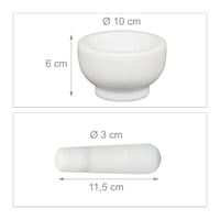 Relaxdays mramorový mažiar s tĺčikom, na korenie a bylinky, brúsený kameň, priemer 10 cm, 120 ml, biely 4