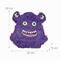Pinata monstru Relaxdays cu băț și mască, pinata pentru petrecerea de aniversare a copiilor, reîncărcabilă, 40 x 35 x 9 cm, violet 4