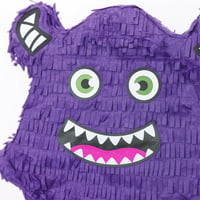 Pinata monstru Relaxdays cu băț și mască, pinata pentru petrecerea de aniversare a copiilor, reîncărcabilă, 40 x 35 x 9 cm, violet 5