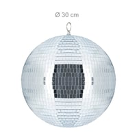 Závesná disko guľa Relaxdays so zrkadlovým efektom na strop, párty dekorácia, priemer 30 cm, strieborná 4