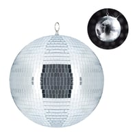 Závesná disko guľa Relaxdays so zrkadlovým efektom na strop, párty dekorácia, priemer 30 cm, strieborná 1