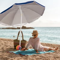 Relaxdays suncobran, promjer 160 cm, nagibni, podesiv po visini, UV zaštita, s torbom, za plažu i balkon, plavi 3