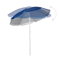Relaxdays suncobran, promjer 160 cm, nagibni, podesiv po visini, UV zaštita, s torbom, za plažu i balkon, plavi 7