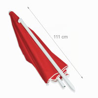 Relaxdays slnečník, priemer 180 cm, nastaviteľná výška, sklopný, okrúhly, polyester, oceľ, na balkón a pláž, červený 5