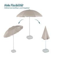 Relaxdays suncobran, Ø 180 cm, podesiv po visini, nagibni, balkonski suncobran, okrugli, poliester, čelik, suncobran za plažu, bež 6