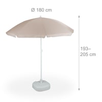 Relaxdays suncobran, Ø 180 cm, podesiv po visini, nagibni, balkonski suncobran, okrugli, poliester, čelik, suncobran za plažu, bež 4