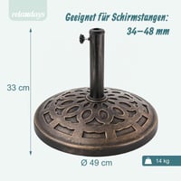 Relaxdays Napernyőtalp 34-48 mm rúdátmérőhöz, Ø 49 cm, Vintage stílus, Fekete/Bronz 4