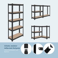 Raft metalic pentru sarcini grele Relaxdays, 180x50x30 cm, 875 kg, 5 niveluri, raft de depozitare pentru pivniță, sistem modular, negru/maro 5