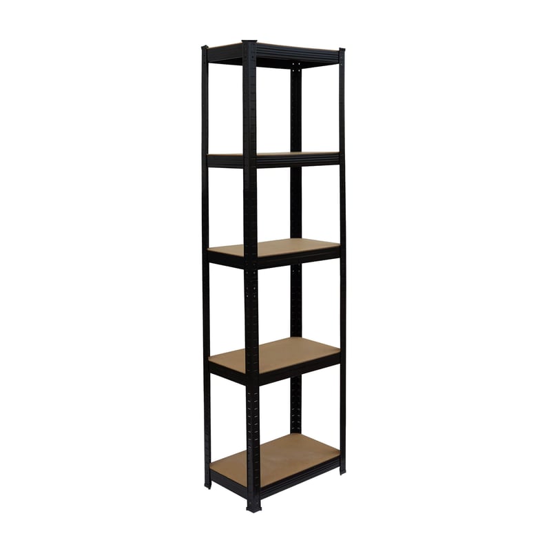 Raft metalic pentru sarcini grele Relaxdays, 180x50x30 cm, 875 kg, 5 niveluri, raft de depozitare pentru pivniță, sistem modular, negru/maro