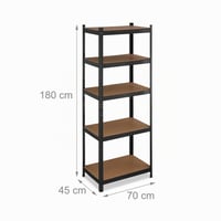 Relaxdays Regal za teške terete 180x70x45 cm, 500 kg, čelik i MDF, 5 razina, garažna polica, crna 3