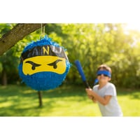 Relaxdays Ninja piňata s palicou a maskou, detská narodeninová piňata, plniteľná, Ø 25 cm, čierna 3