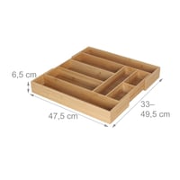 Relaxdays Rozťahovateľný bambusový príborník do zásuvky so 6 – 8 priehradkami v prírodnej farbe 6,5 x 33 – 49,5 x 47,5 cm 4