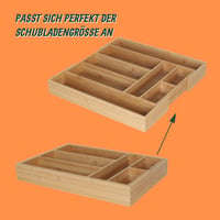 Relaxdays Rozťahovateľný bambusový príborník do zásuvky so 6 – 8 priehradkami v prírodnej farbe 6,5 x 33 – 49,5 x 47,5 cm 3
