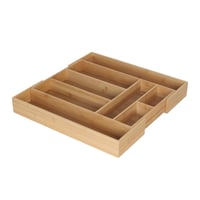 Relaxdays Rozťahovateľný bambusový príborník do zásuvky so 6 – 8 priehradkami v prírodnej farbe 6,5 x 33 – 49,5 x 47,5 cm 1