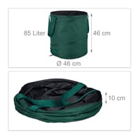Relaxdays samostojeća vreća za lišće, set od 3 komada, zelena, set za sakupljanje lišća u vrtu 4