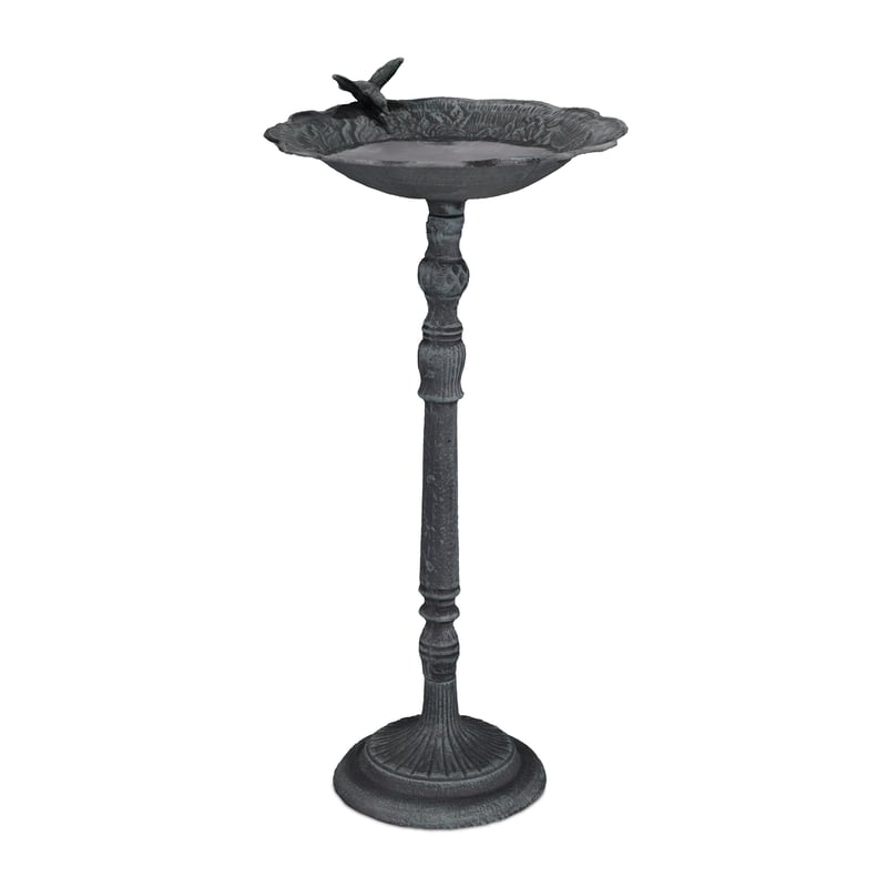 Liatinové kŕmidlo a napájadlo pre vtáky Relaxdays, stojace, 74,5 x 37,5 x 35 cm, tmavozelené