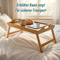 Skladací bambusový podnos do postele Relaxdays, raňajkový podnos s nožičkami, 23x60x30 cm, prírodná hnedá 3