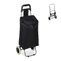 Skladací nákupný vozík Relaxdays, 25 l, s kolieskami, nosnosť max. 10 kg, 91x40x30 cm, čierny 1