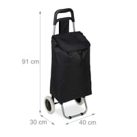 Skladací nákupný vozík Relaxdays, 25 l, s kolieskami, nosnosť max. 10 kg, 91x40x30 cm, čierny 4