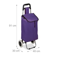 Cărucior de cumpărături pliabil Relaxdays cu roți, 25 L, max. 10 kg, 91x40x30 cm, violet, utilizat 8