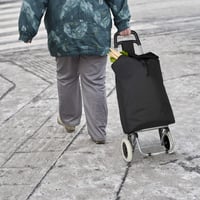 Skladací nákupný vozík Relaxdays s odnímateľnou taškou, 28 l, na kolieskach, 92,5 x 42 x 28 cm, čierny 2